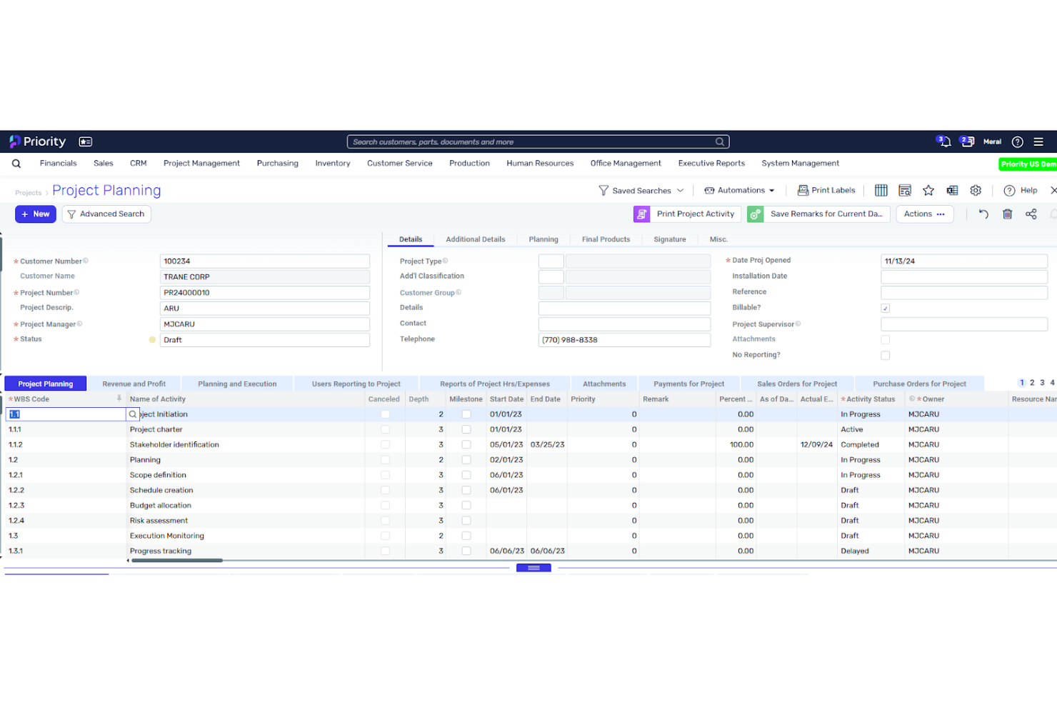 Priority screenshot - 16 Best ERP Project Management Software Reviewed in 2026