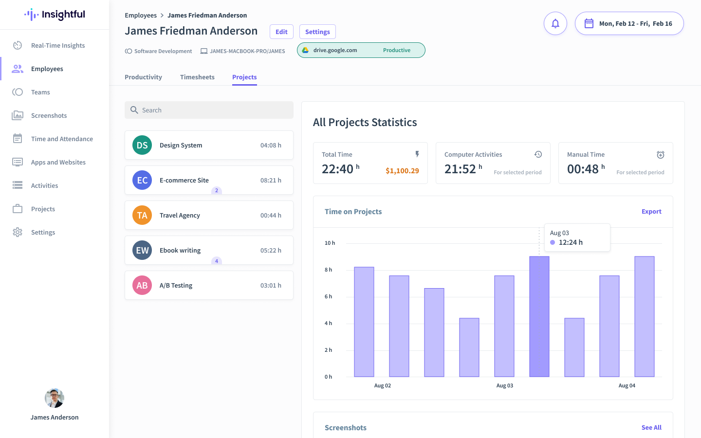 Insightful screenshot - 25 Best Time Doctor Alternatives Reviewed in 2026