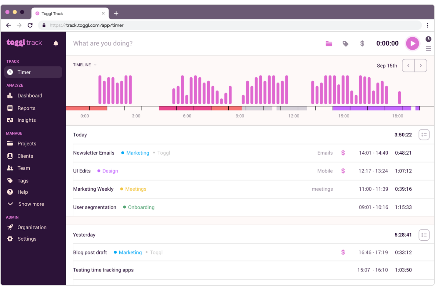 Toggl Track screenshot - 25 Best Time Doctor Alternatives Reviewed in 2026
