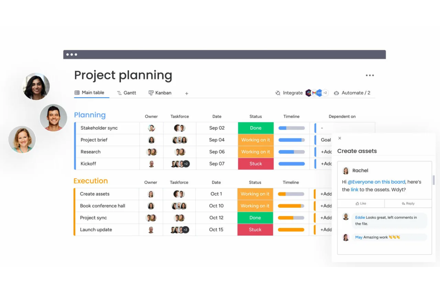 monday AI Workspace screenshot - 10 alternativer til Meta Workplace for internkommunikasjon i 2026