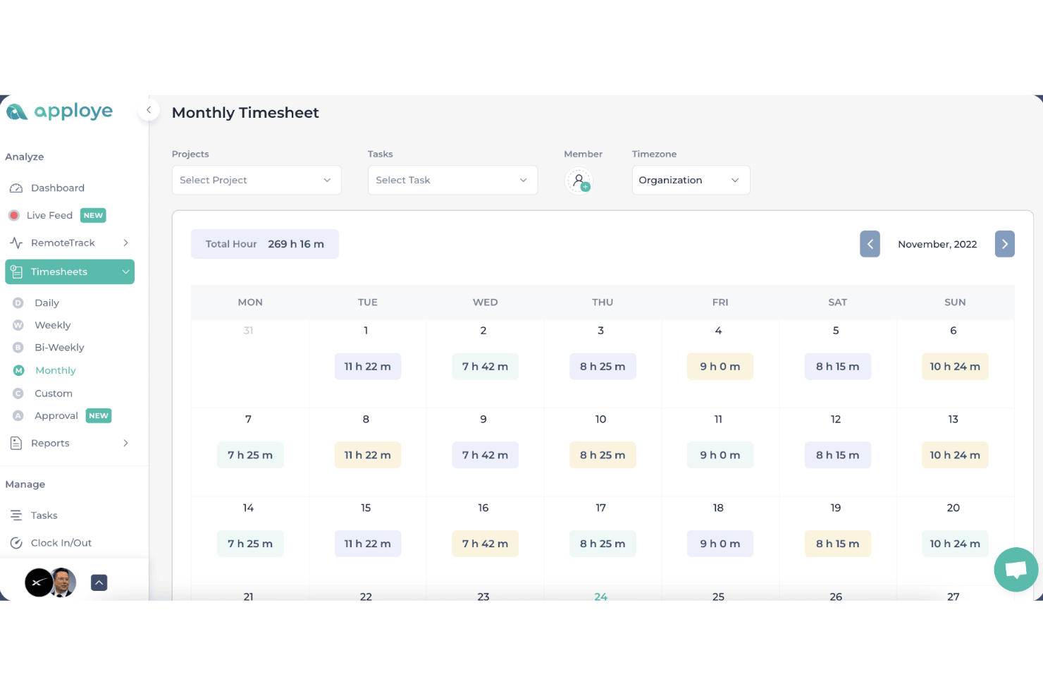Apploye screenshot - 10 Best Clockify Alternatives for Billable Hours in 2026