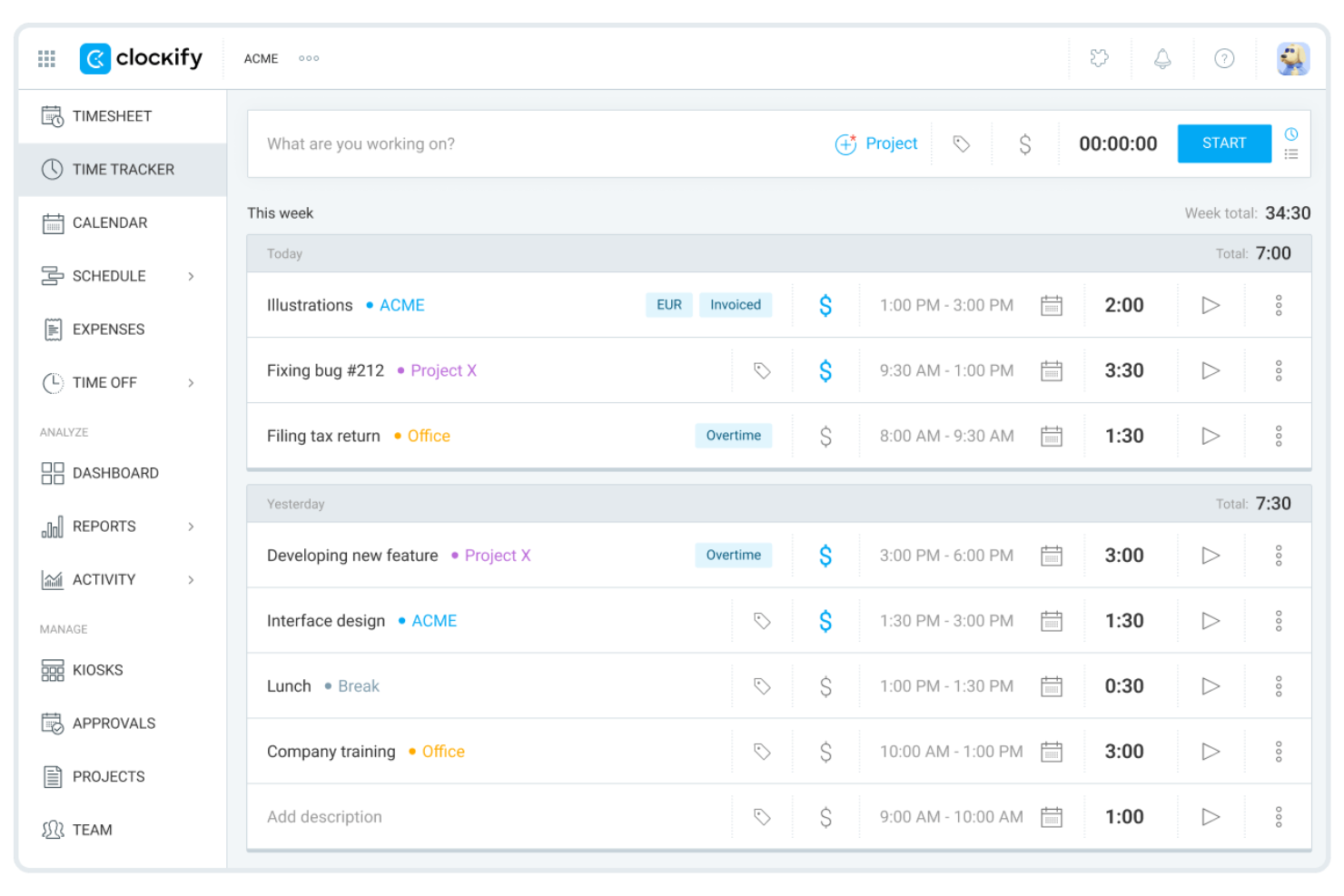 Clockify screenshot - 14 Best Toggl Alternatives in 2026