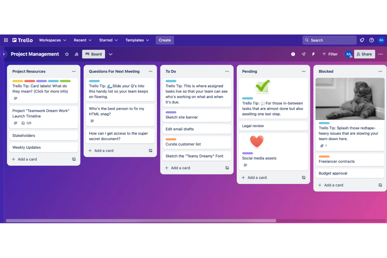 Trello screenshot - 20 Process Management Software for Small Business in 2026