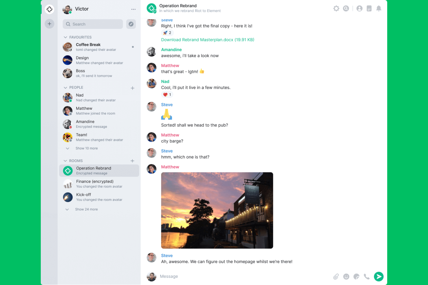 Element screenshot - 22 Best Team Chat Apps in 2026
