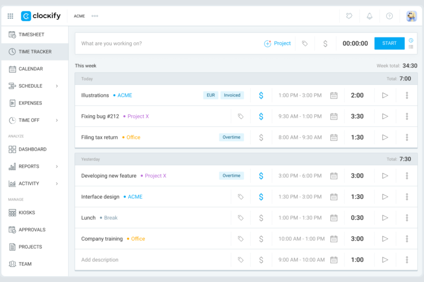 Clockify screenshot - 14 Best Time and Expense Tracking Software Picked for 2026