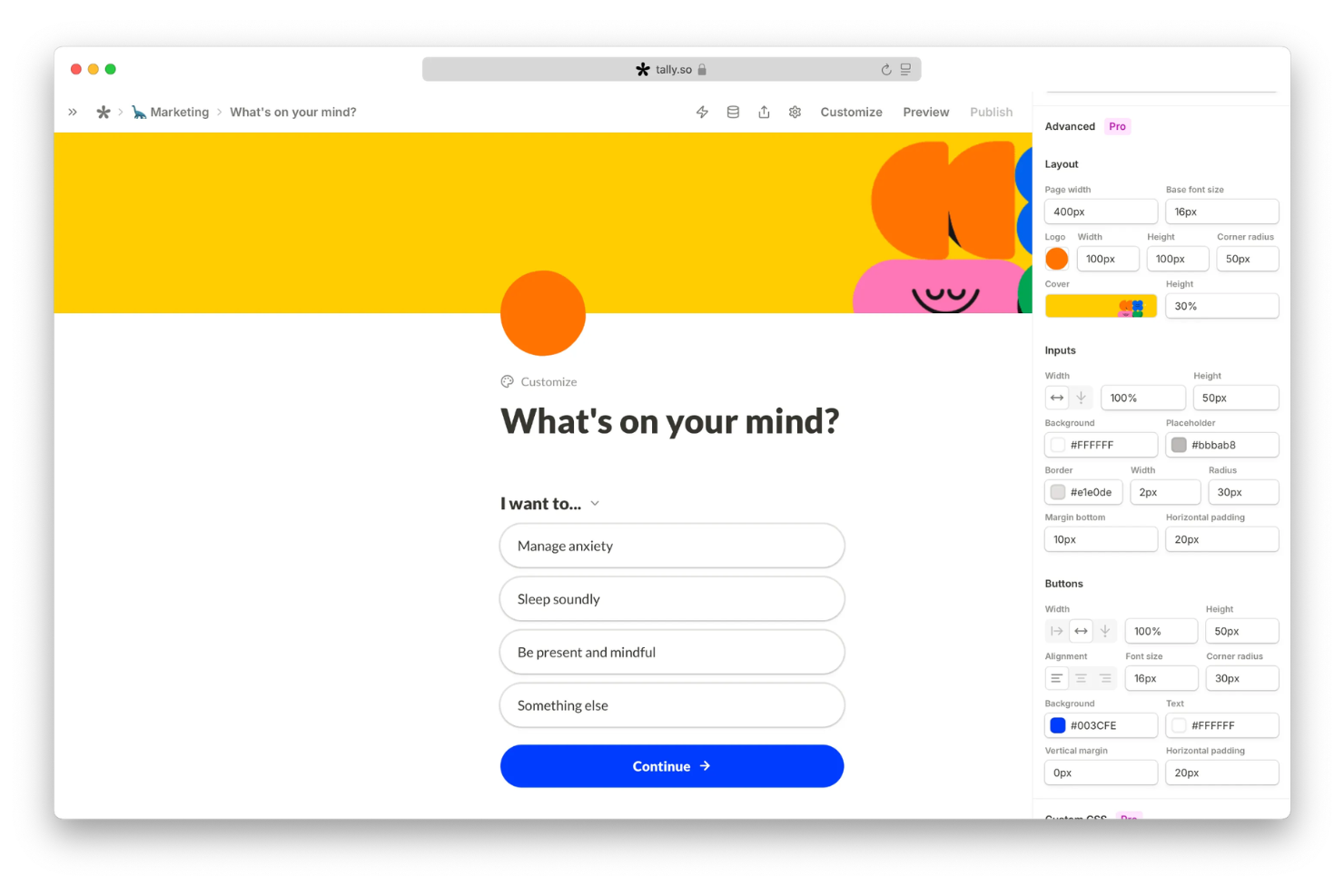 Tally screenshot - 15 Top Microsoft Forms Alternatives in 2026