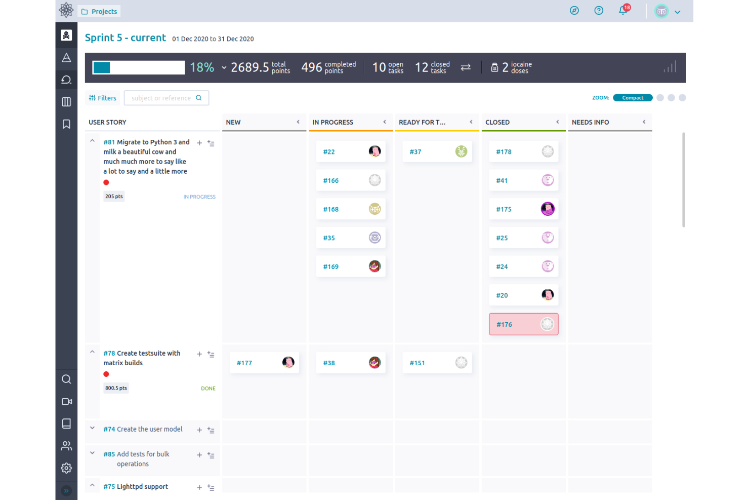Taiga screenshot - 10 Best Free Kanban Boards in 2026