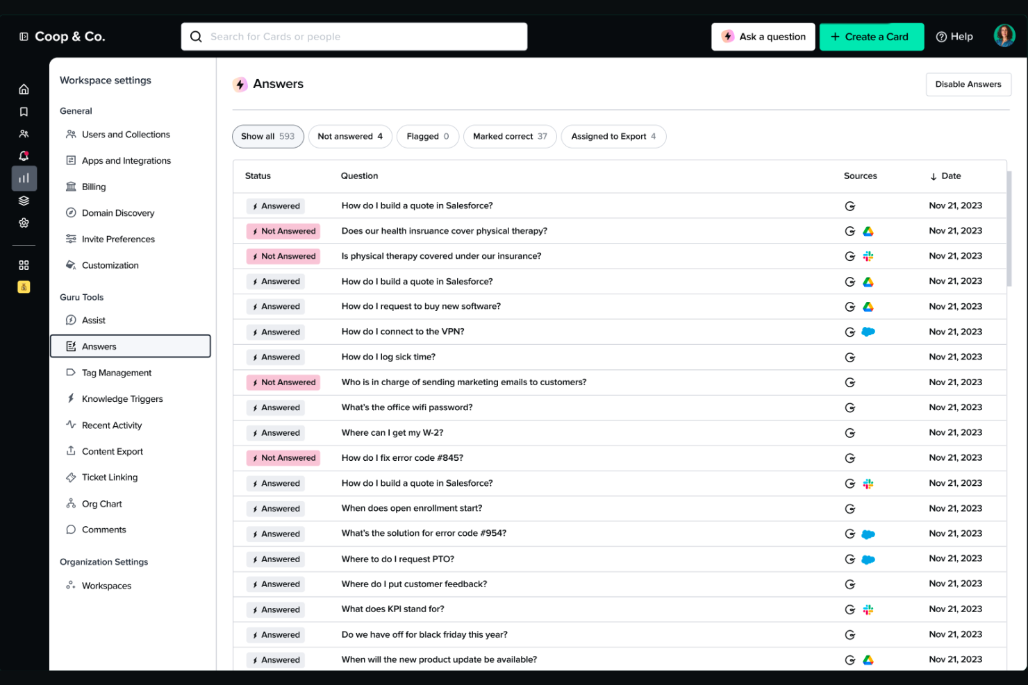 Guru screenshot - Le 10 Migliori Soluzioni Wiki Aziendali Nel 2026