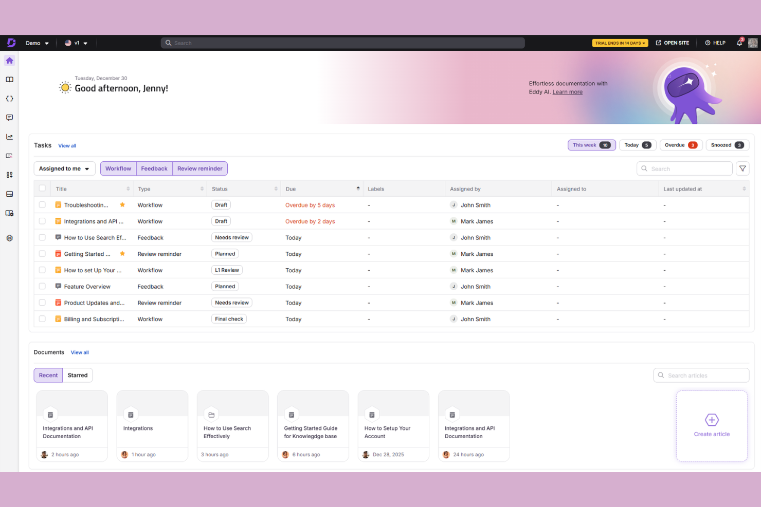 Document360 screenshot - 10 Best Internal Wiki Software In 2026