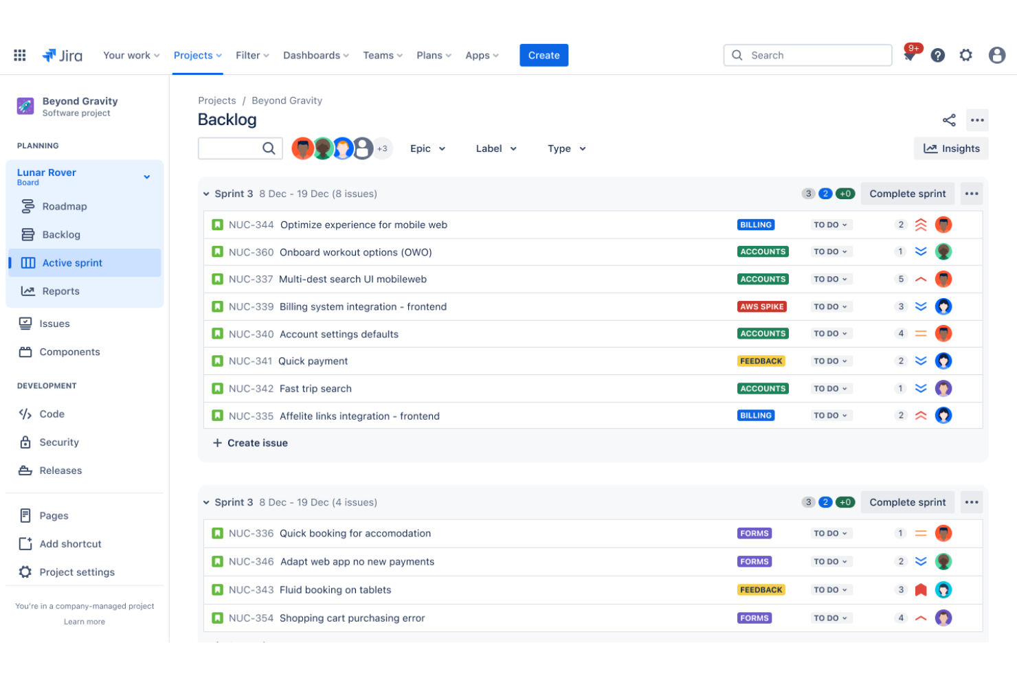 JIRA screenshot - 10 Best AI Backlog Management Software in 2026