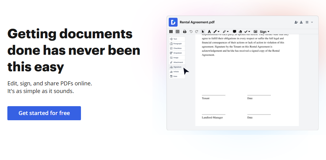 Cloud-based document management with e-signatures, editing, and sharing.