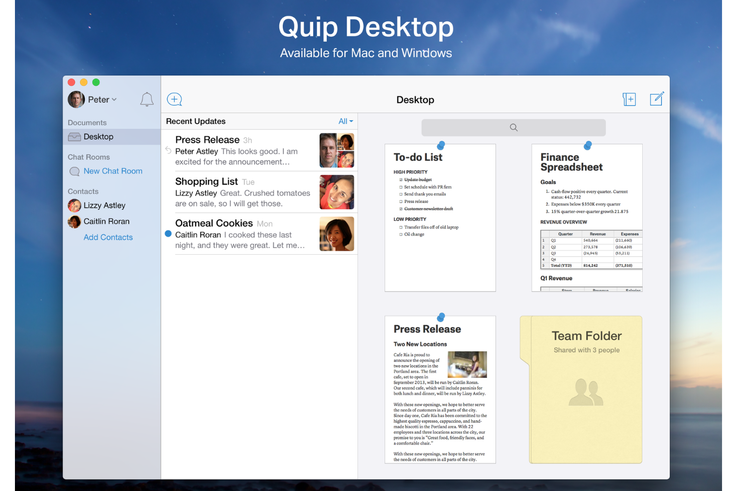 Quip enables teams to collaborate on documents with real-time editing.