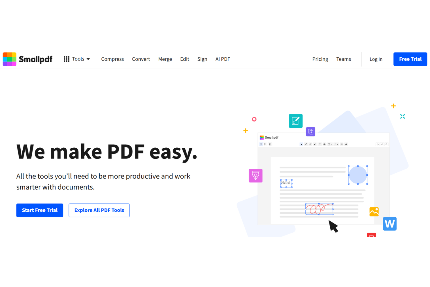 Smallpdf is a simple PDF editor and redaction tool for secure document handling.