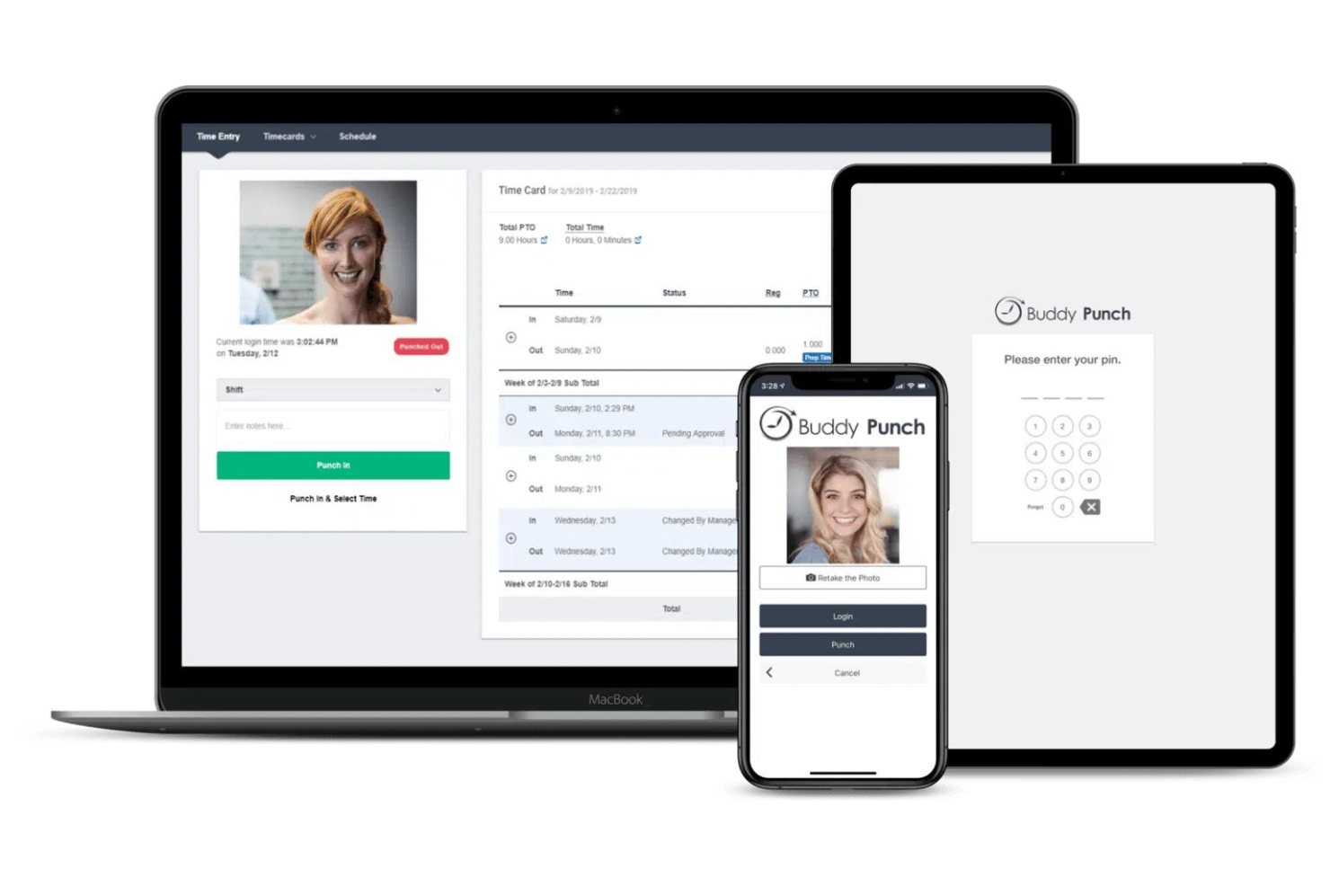 Buddy Punch tracks time, manages attendance, and simplifies payroll processes.