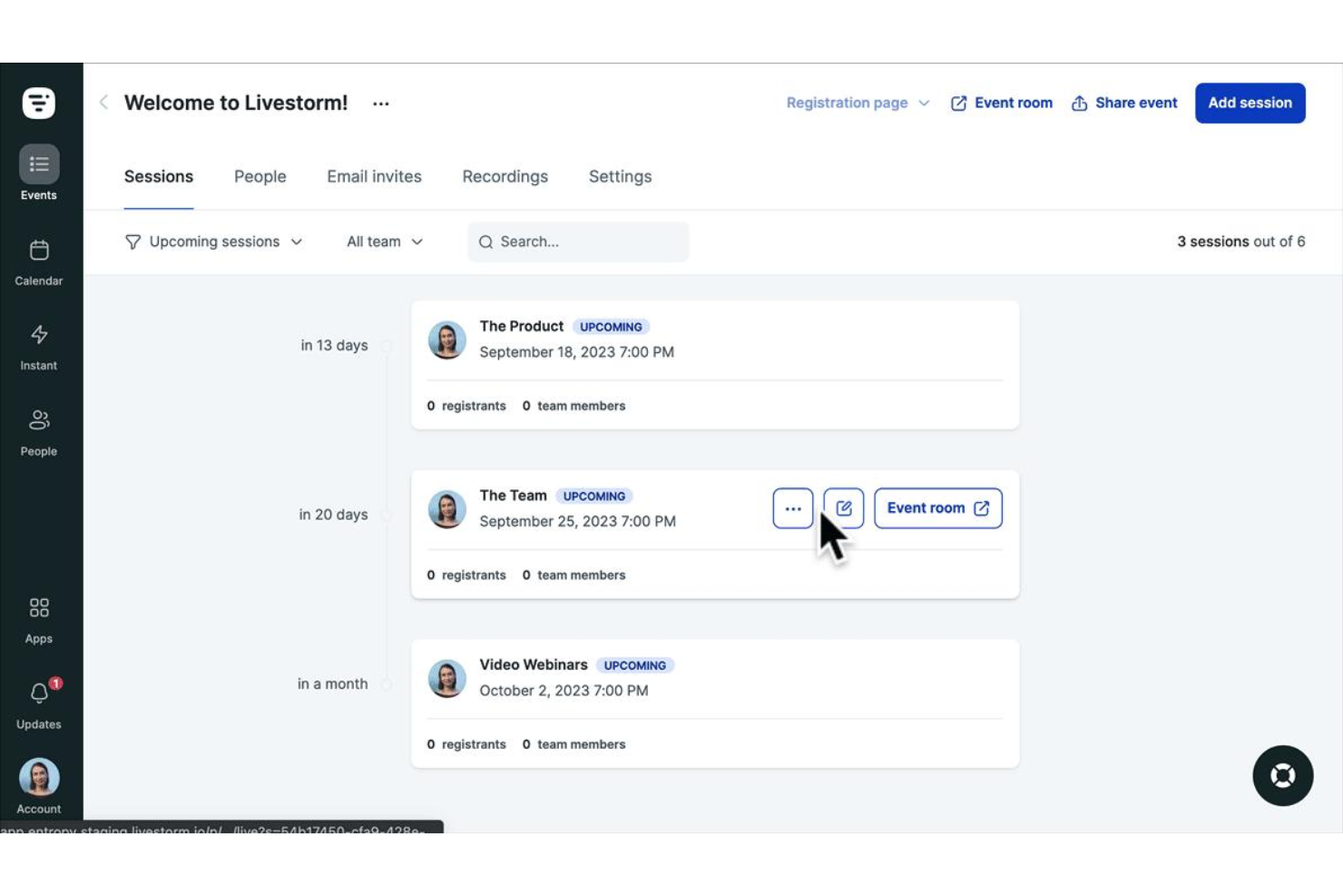 Livestorm hosts webinars and meetings with browser access and automation.