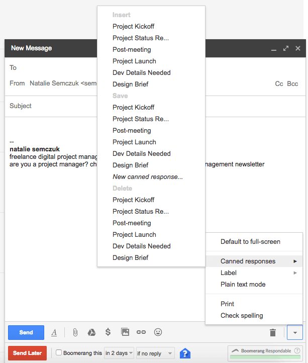 gmail saved canned responses