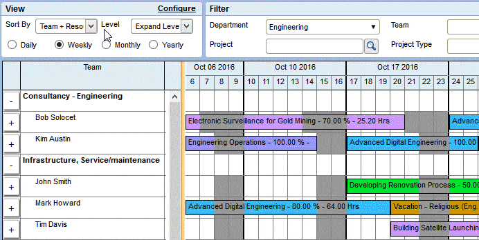 resource management tool - visual schedule