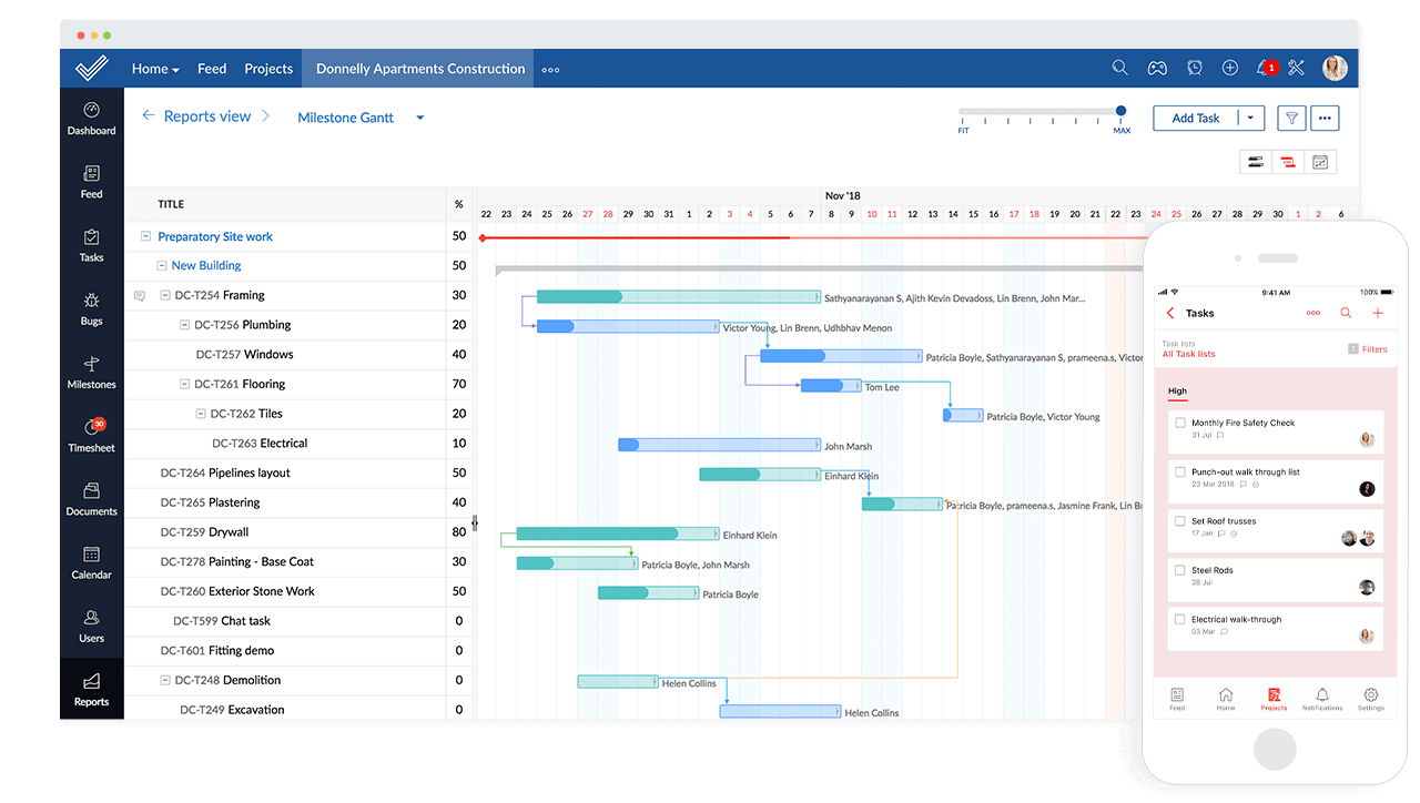 Image of Zoho Projects in desktop and mobile view