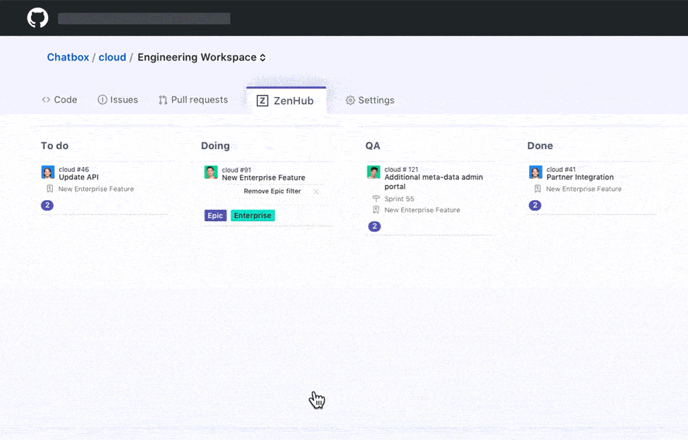 ZenHub Project Management Tools Reporting Screenshot