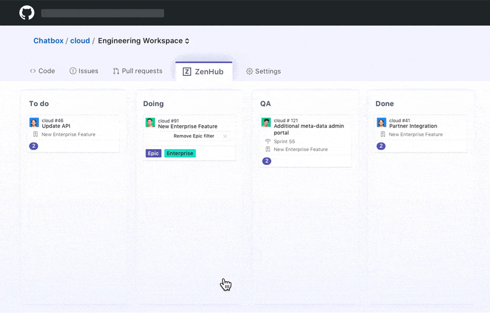 ZenHub Project Management Tools Reporting Screenshot