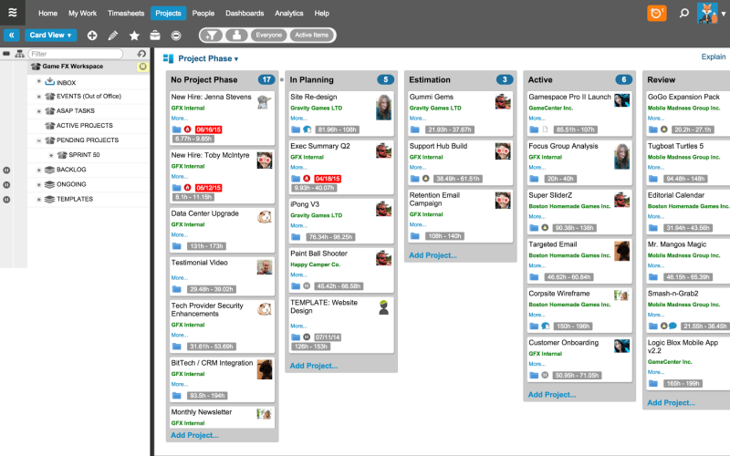 LiquidPlanner enterprise project management software screenshot