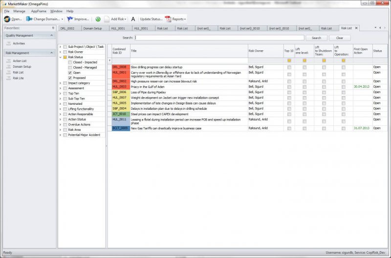 Pims Risk Screenshot