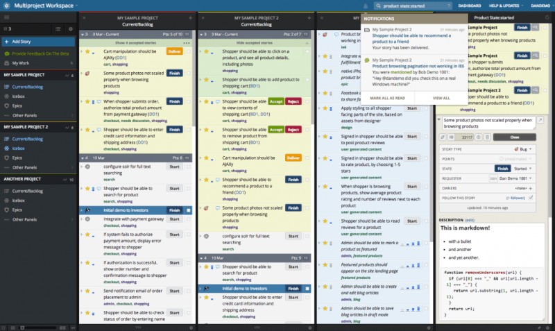 PivotalTracker screenshot