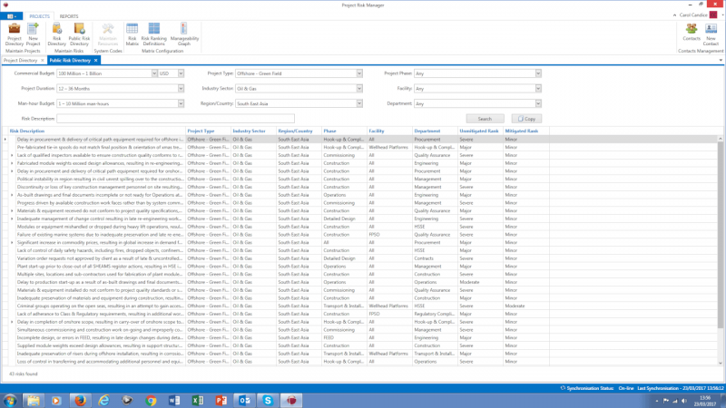 Project Risk Management Screenshot