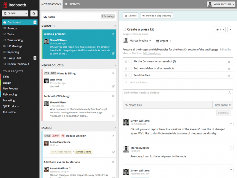 Redbooth screenshot