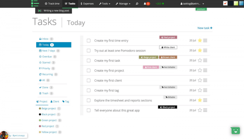 Tasklog task management screenshot