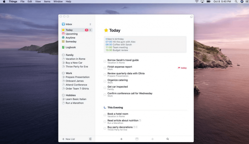 Things task management screenshot