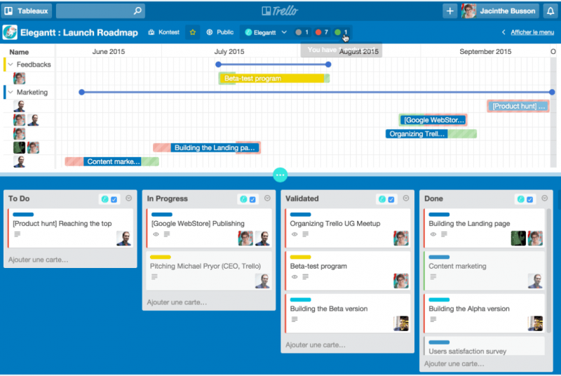 Trello free project management software screenshot