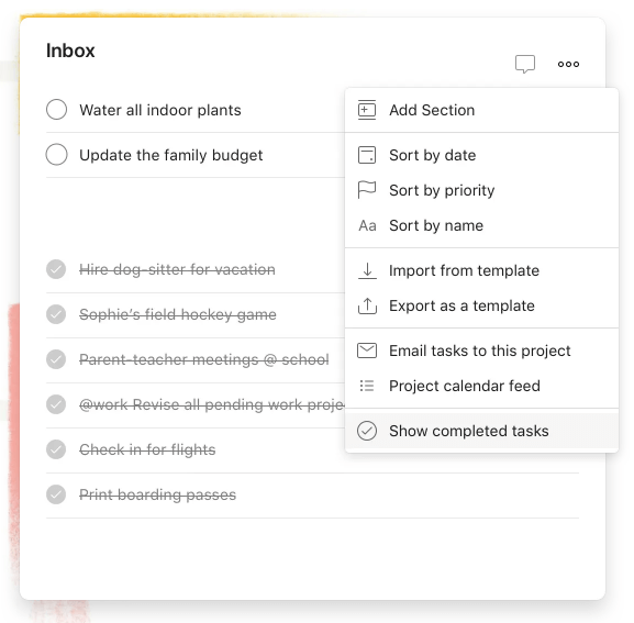 Screenshot of Todoist Task Management Software