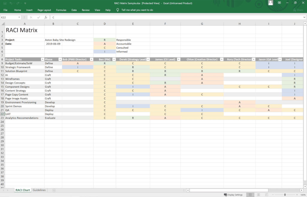 RACI Sample - Screenshot