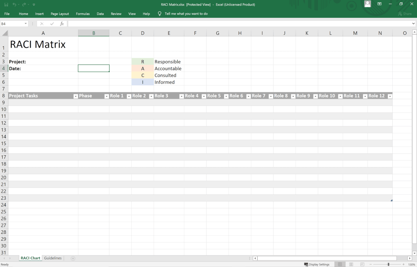 RACI Template - Screenshot