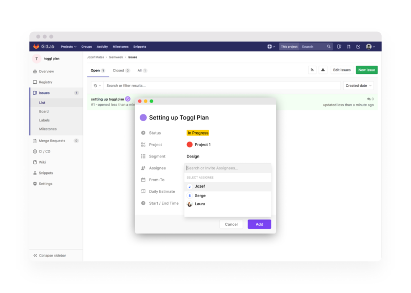 Toggl Plan Chrome Extension Screenshot