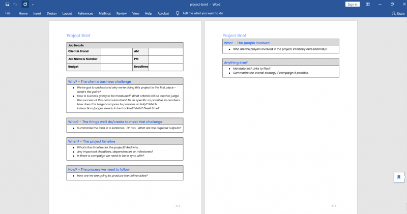 Project Brief Screenshot