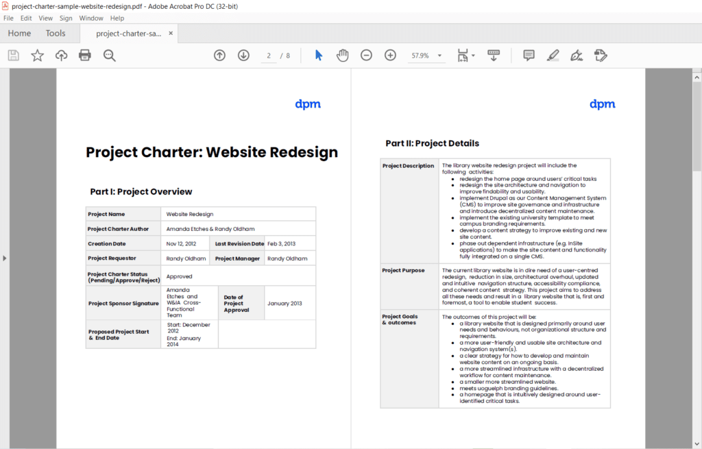 Exemple de charte de projet pour la refonte d’un site web 1