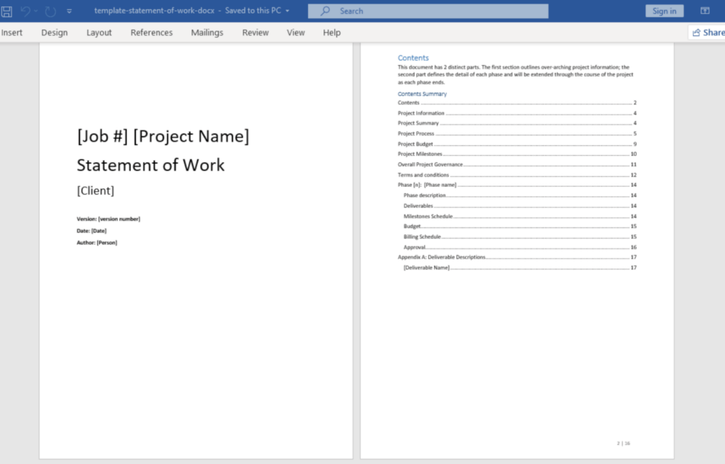 Statement of Work (SoW) Template