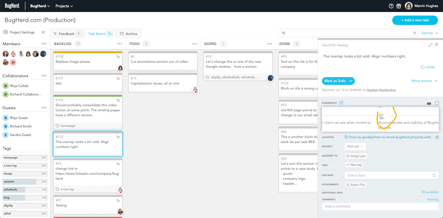 Screenshot of Design feedback