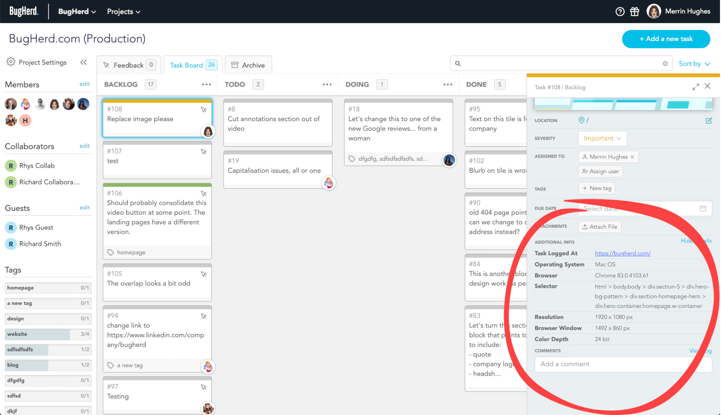 Screenshot of Task Details