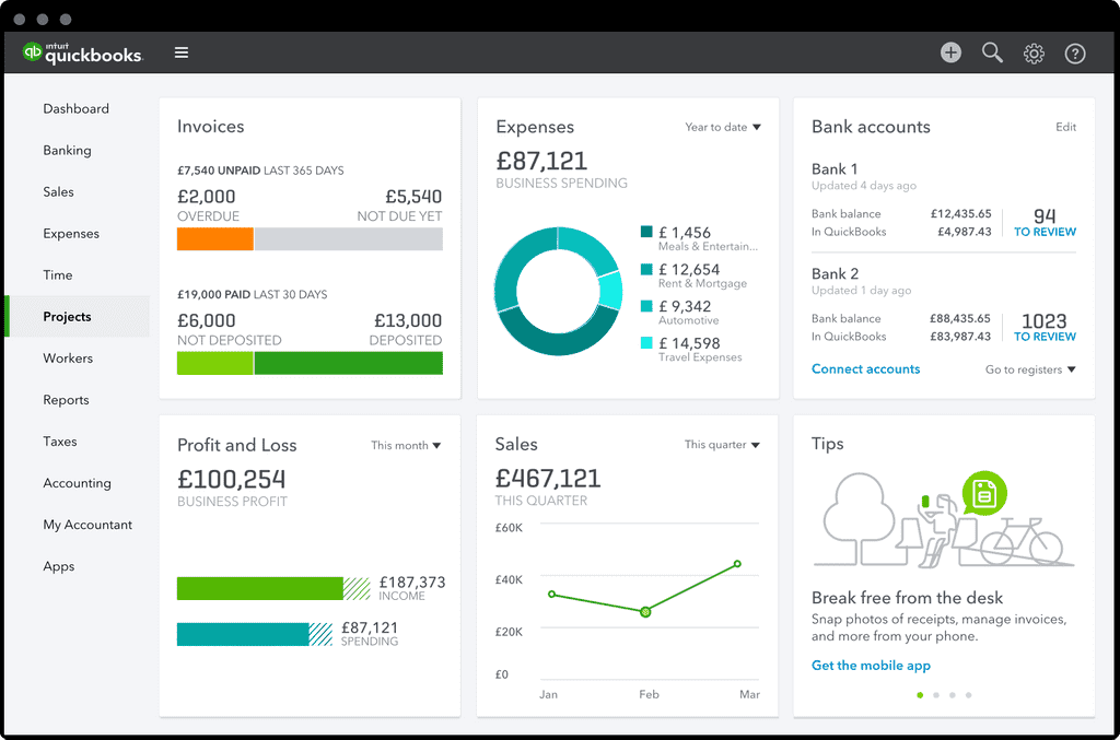 QuickBooks screenshot - 7 Best Online Invoicing Tools For Digital Agencies