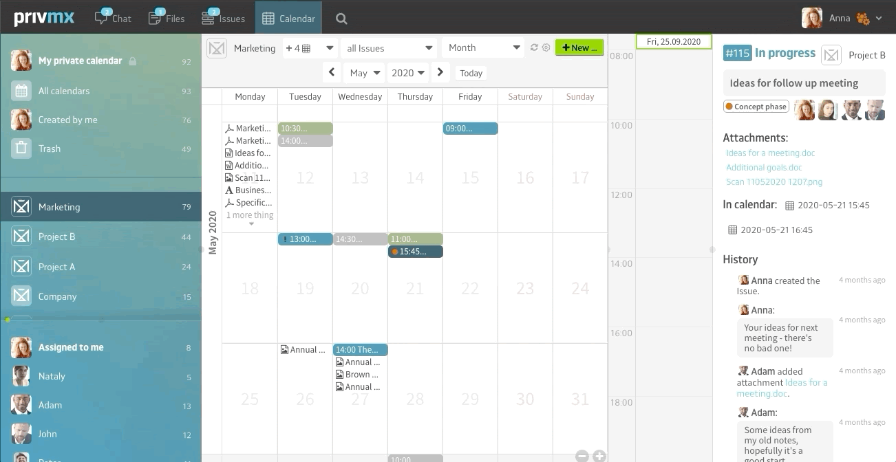 PrivMX calendars