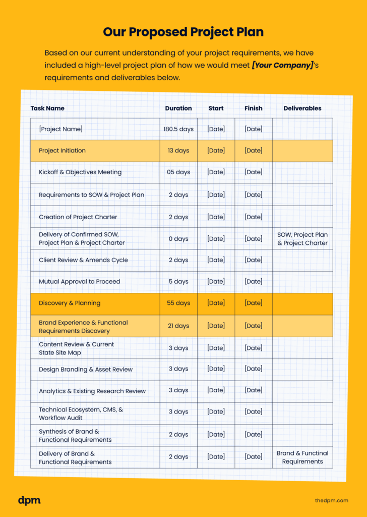 example page from a long form project proposal