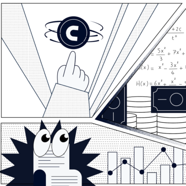 comic panels with a project manager pointing to a coin and a checklist with eyes for project estimate