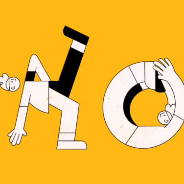 illustration of project managers bending in the shape of the word No