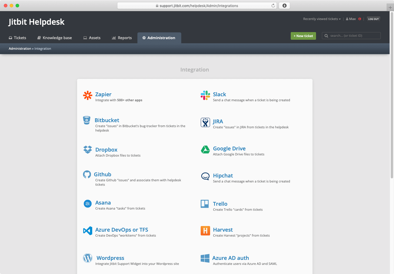 Screenshot Of Jitbit Helpdesk Integration