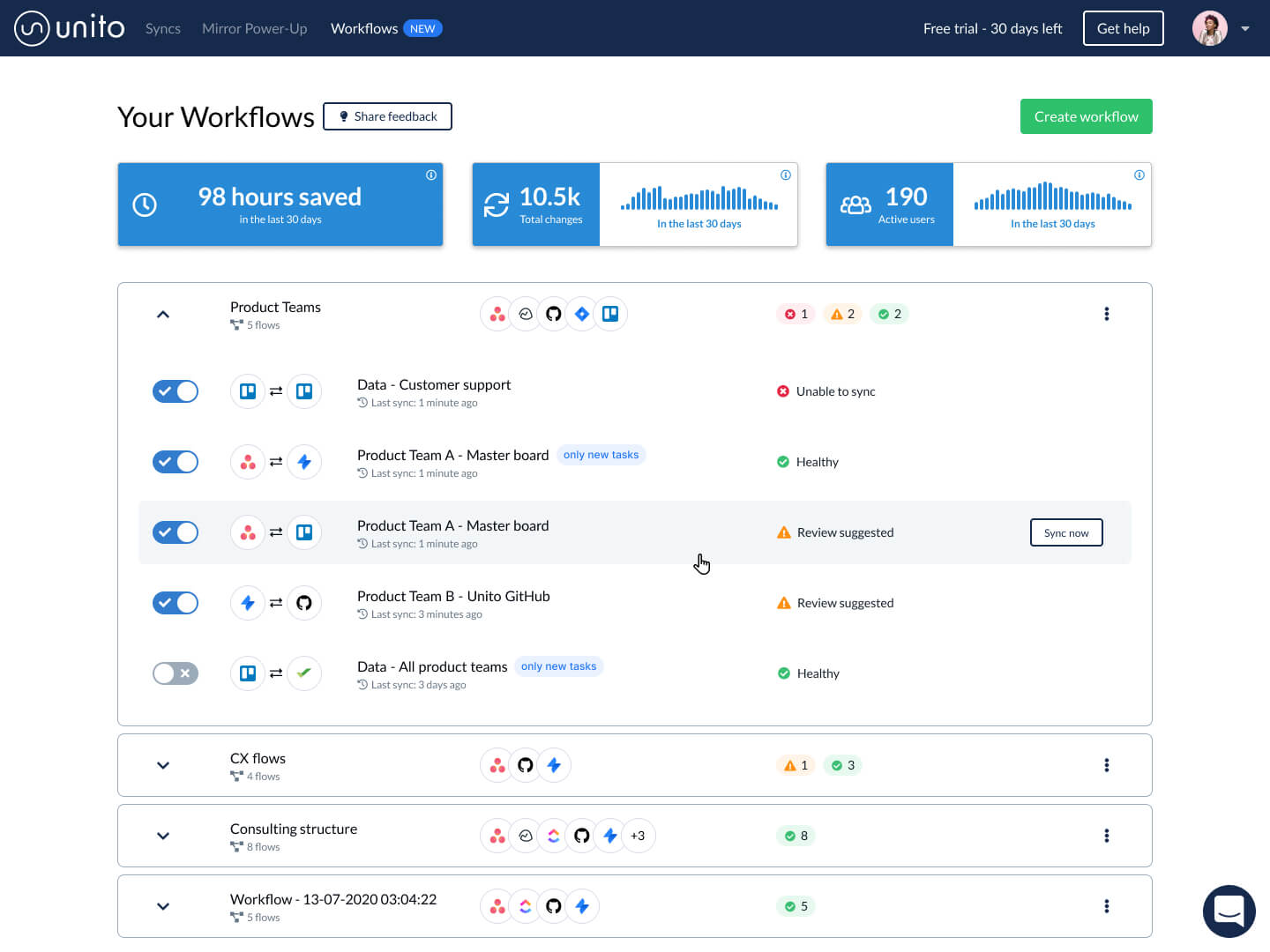 Unito screenshot - Herramientas de Colaboración: El Mejor Software Colaborativo de 2020