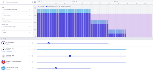 screenshot of runn capacity charts