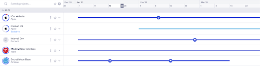 screenshot of runn project planner